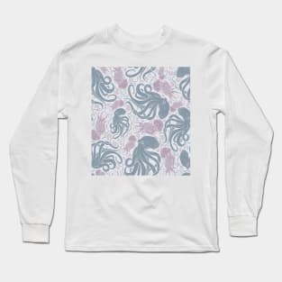 Grey and Pink Ocean Life Design Long Sleeve T-Shirt